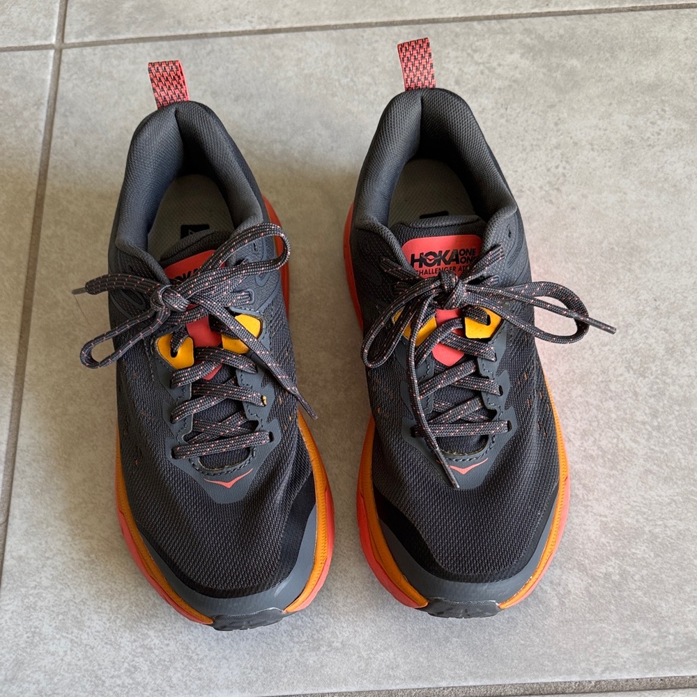 Women’s Hoka One Gray and Orange Running Shoes